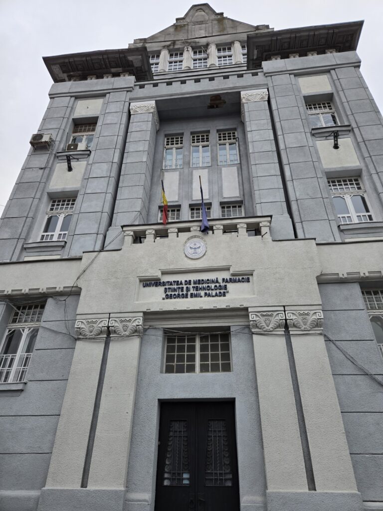 The building of the University of Medicine, Pharmacy, Science, and Technology in Târgu Mureș, Romania.