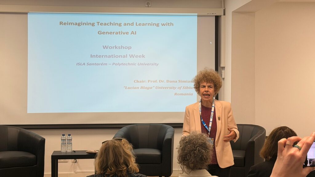 Prof. Dana Simian during the presentation.