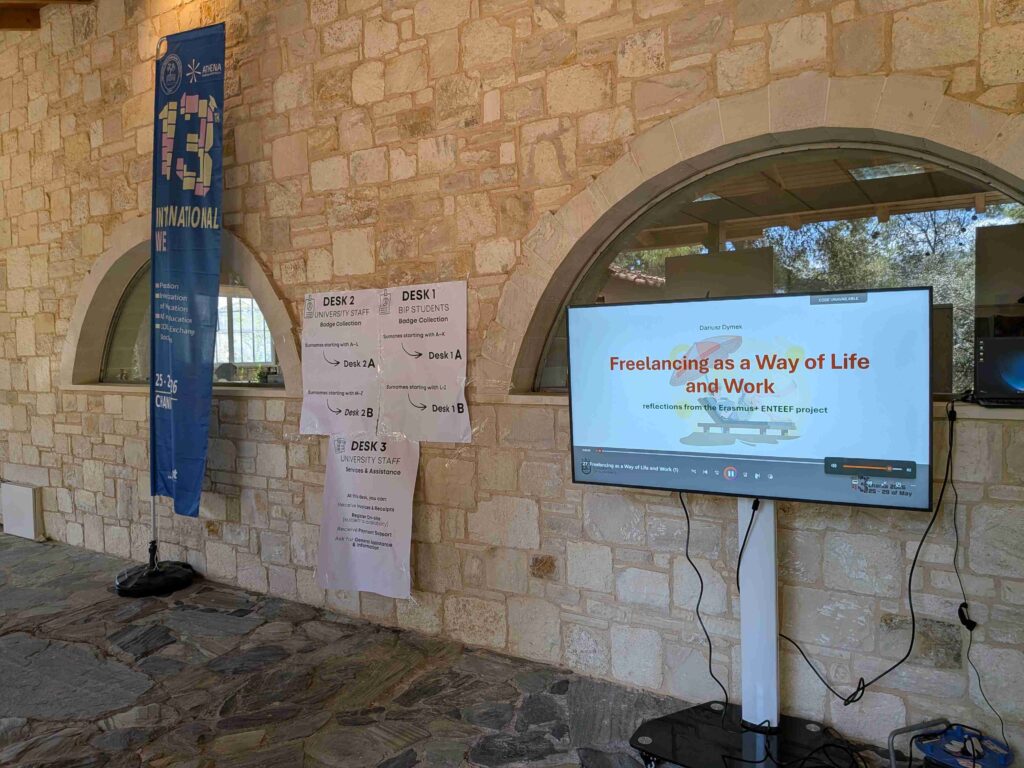 Screen with the video "Freelancing as a Way of Life and Work".