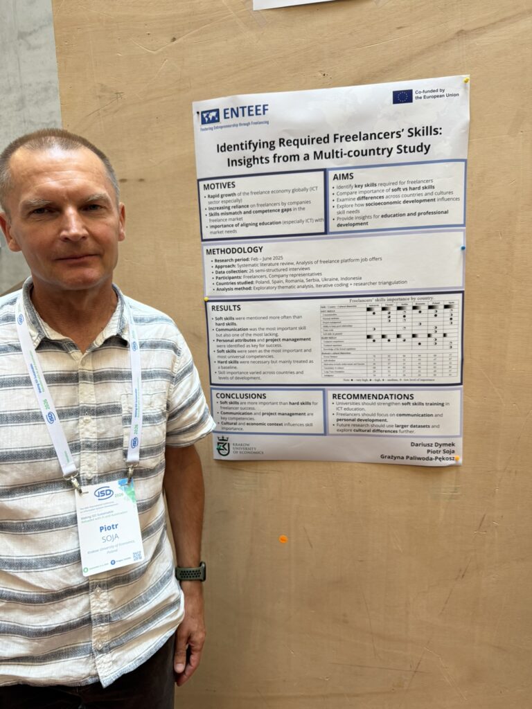 Prof. Piotr Soja next to the poster during ISD2026.
