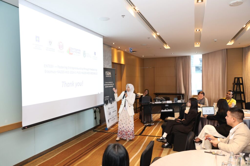 During the presentation in the conference room.