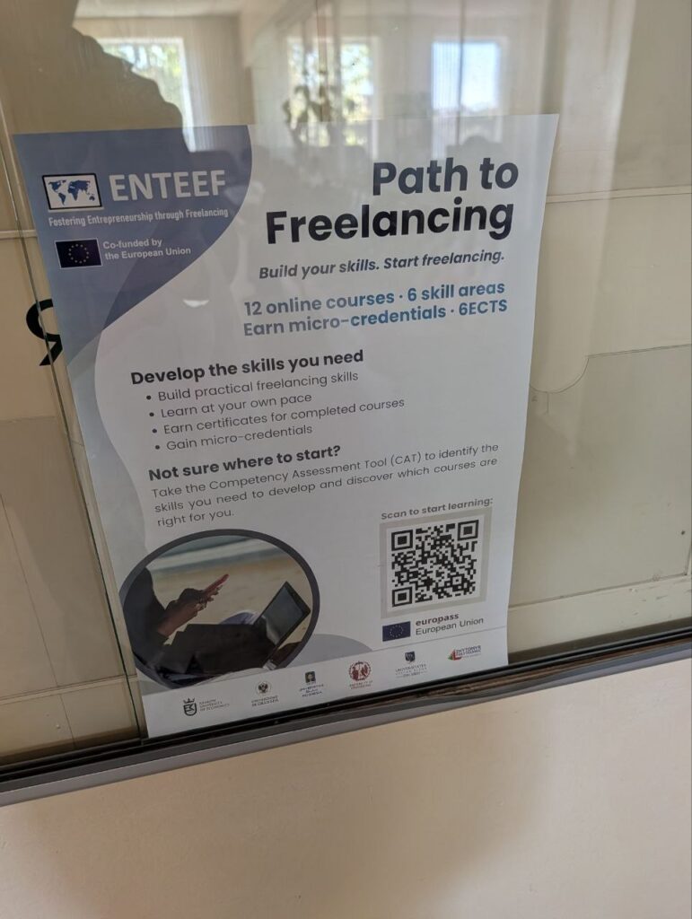 Poster of ENTEEF-MOOCs displayed at the corridor of ZPSU.